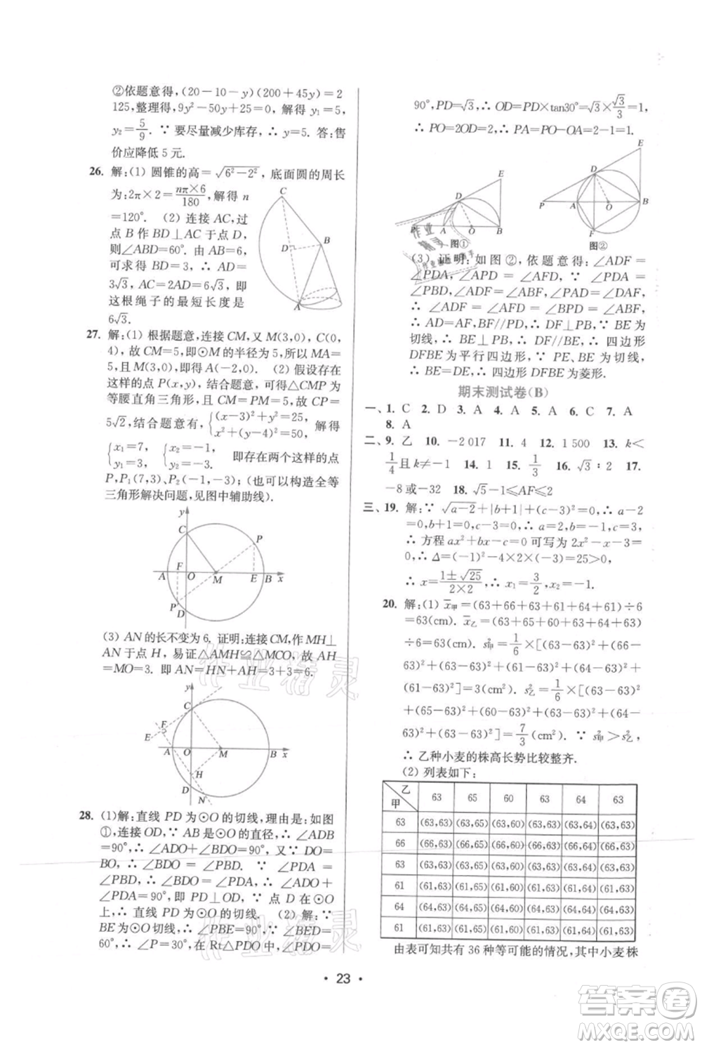 江蘇鳳凰美術(shù)出版社2021創(chuàng)新課時作業(yè)本九年級上冊數(shù)學(xué)蘇州專版參考答案