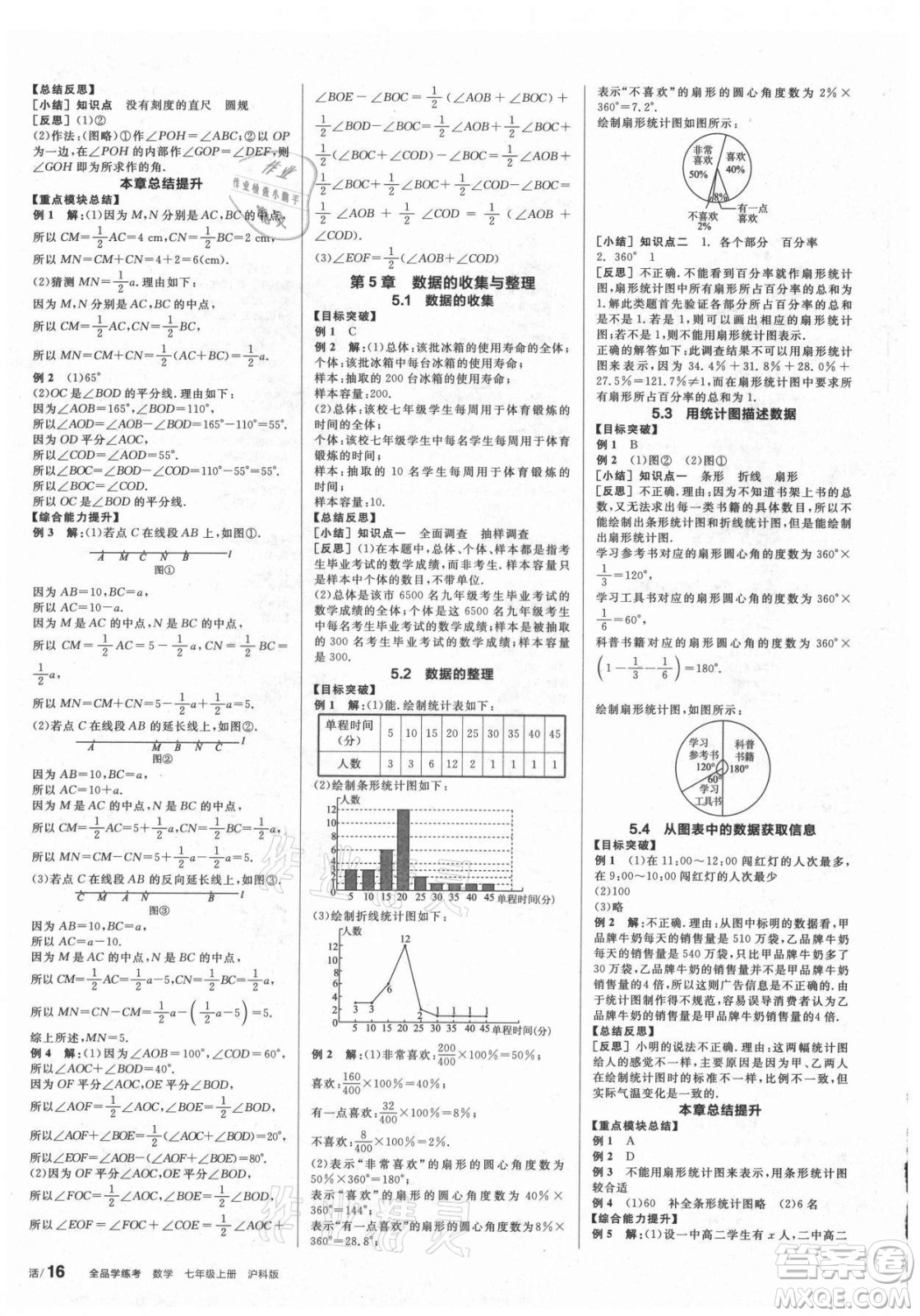 陽光出版社2021全品學(xué)練考數(shù)學(xué)七年級上冊HK滬科版答案