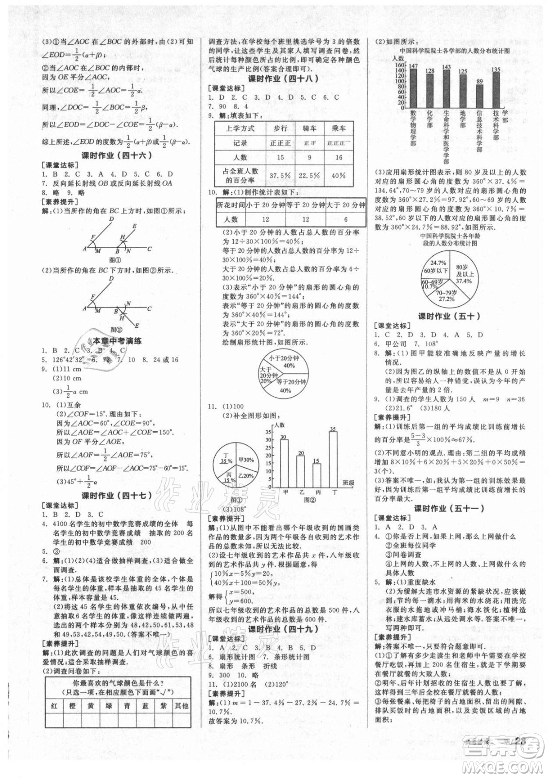 陽光出版社2021全品學(xué)練考數(shù)學(xué)七年級上冊HK滬科版答案