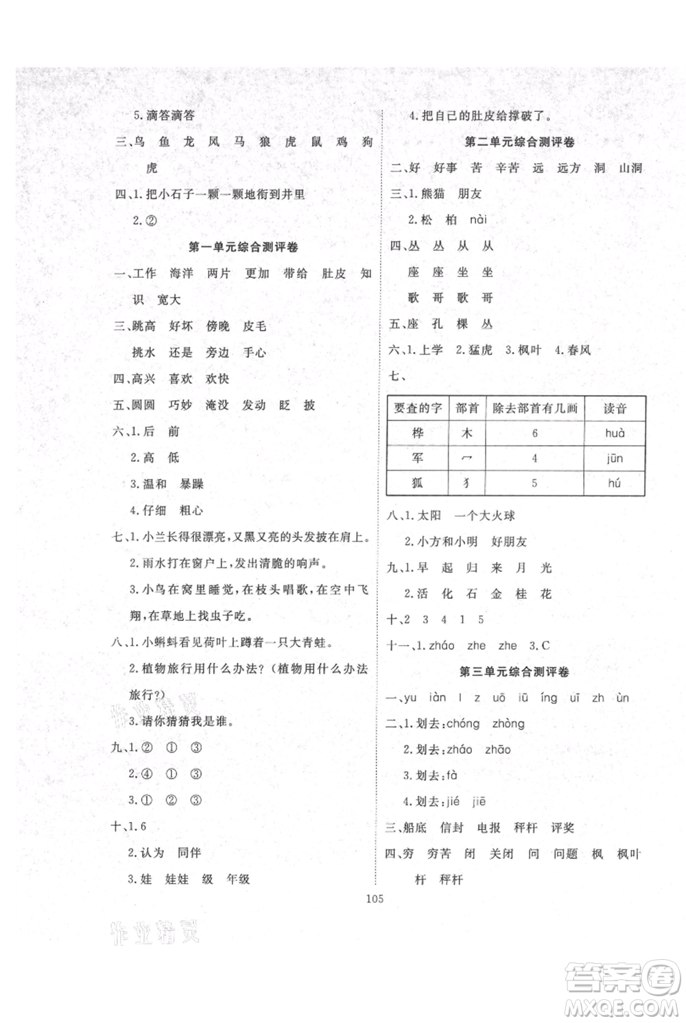 長江少年兒童出版社2021優(yōu)質(zhì)課堂導(dǎo)學(xué)案二年級上冊語文人教版參考答案