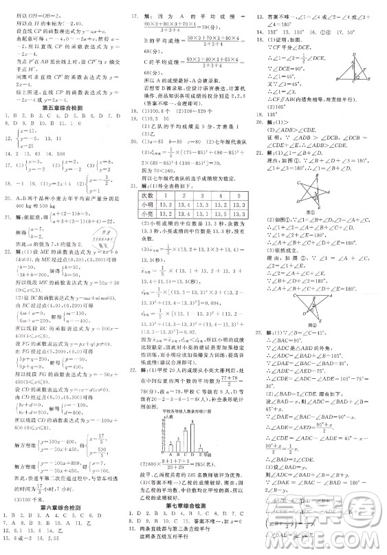 陽光出版社2021全品學(xué)練考數(shù)學(xué)八年級(jí)上冊(cè)BS北師大版答案