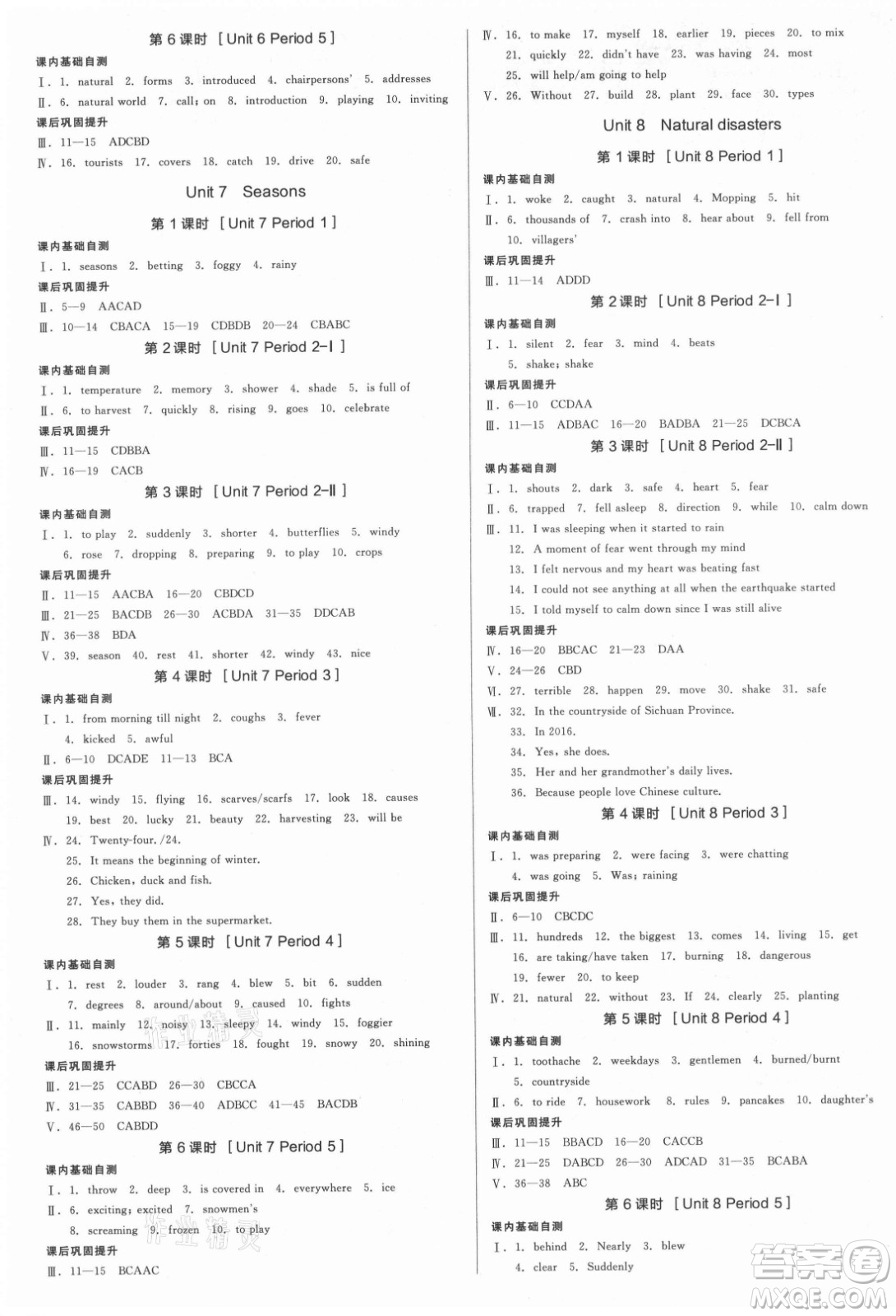 陽光出版社2021全品學(xué)練考英語八年級上冊YLNJ譯林牛津版徐州專版答案