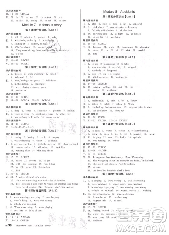 陽光出版社2021全品學(xué)練考英語八年級(jí)上冊(cè)WY外研版答案