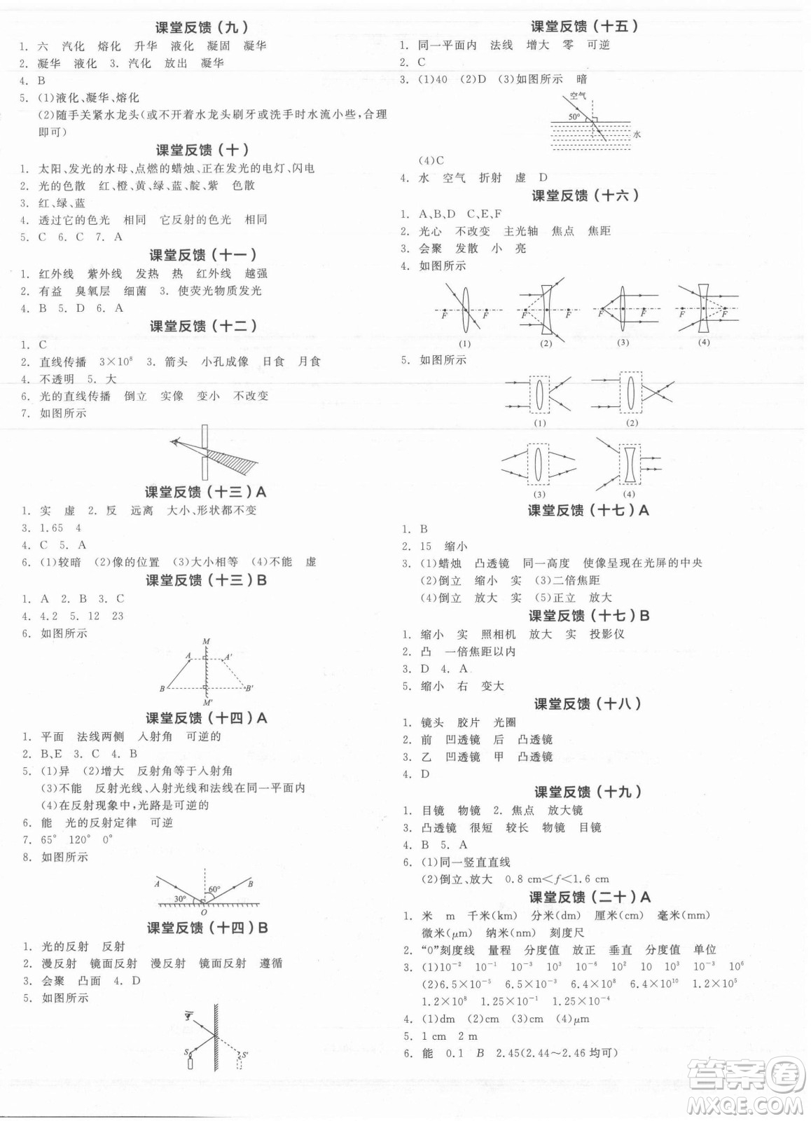 陽(yáng)光出版社2021全品學(xué)練考物理八年級(jí)上冊(cè)SK蘇科版答案