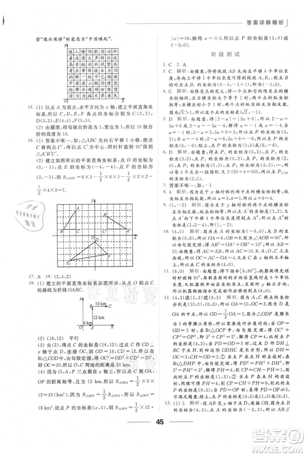 云南美術(shù)出版社2021秋季亮點給力提優(yōu)課時作業(yè)本八年級上冊數(shù)學(xué)通用版參考答案