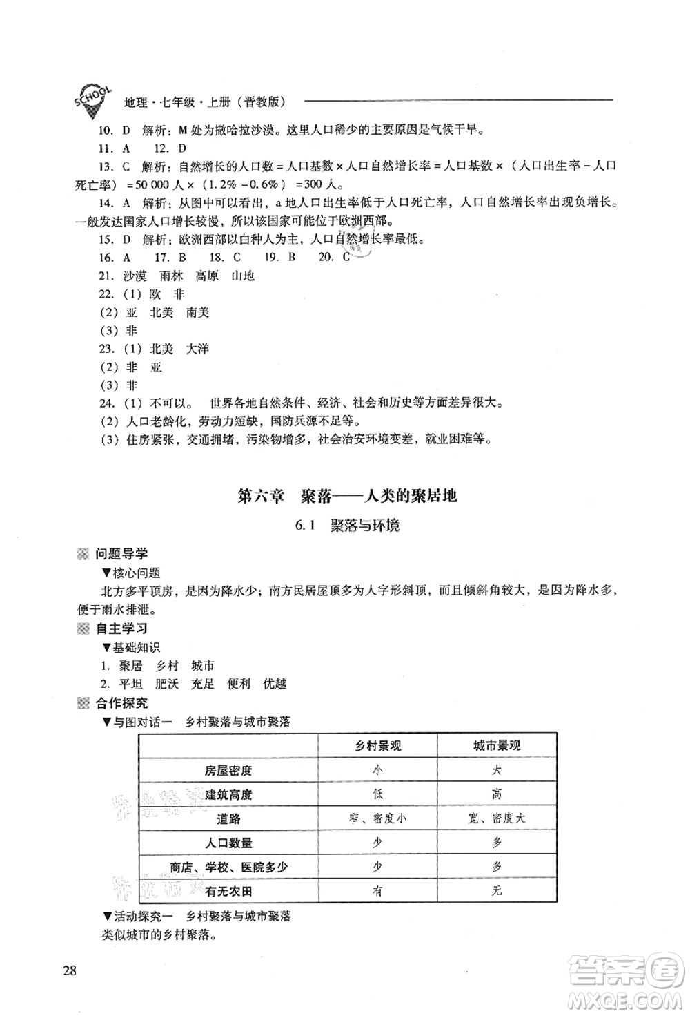 山西教育出版社2021新課程問題解決導(dǎo)學(xué)方案七年級地理上冊晉教版答案