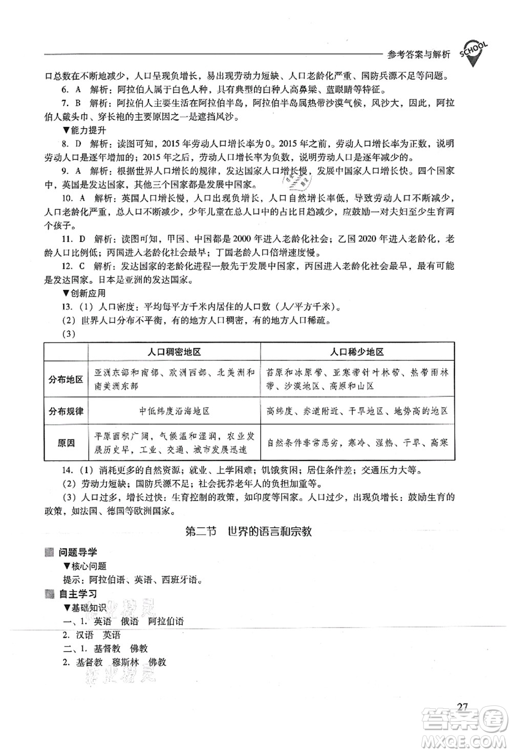 山西教育出版社2021新課程問題解決導(dǎo)學(xué)方案七年級地理上冊人教版答案