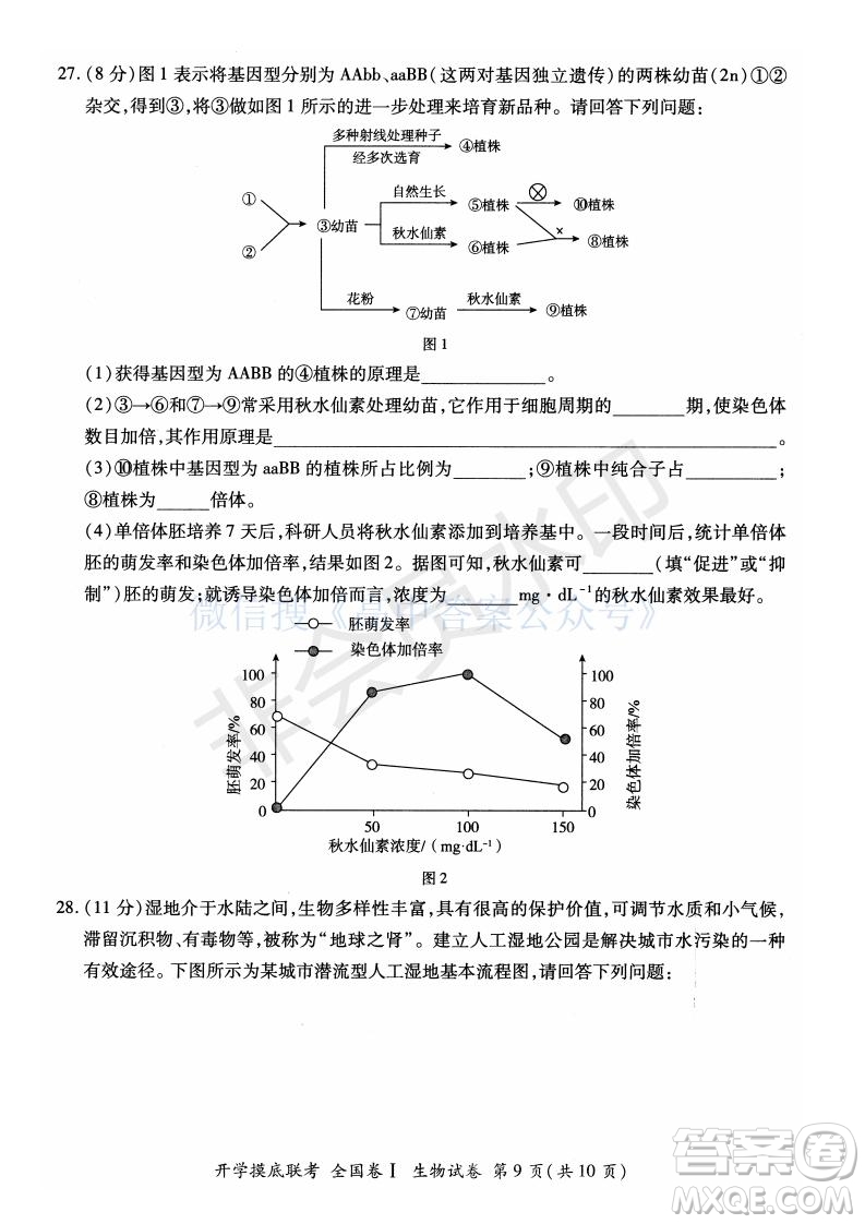 百師聯(lián)盟2022屆高三開學摸底聯(lián)考全國卷生物試卷及答案