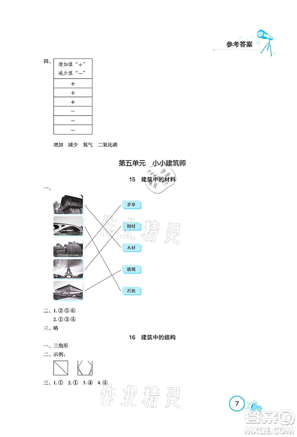 湖北教育出版社2021長江作業(yè)本課堂作業(yè)三年級科學上冊人教鄂教版答案