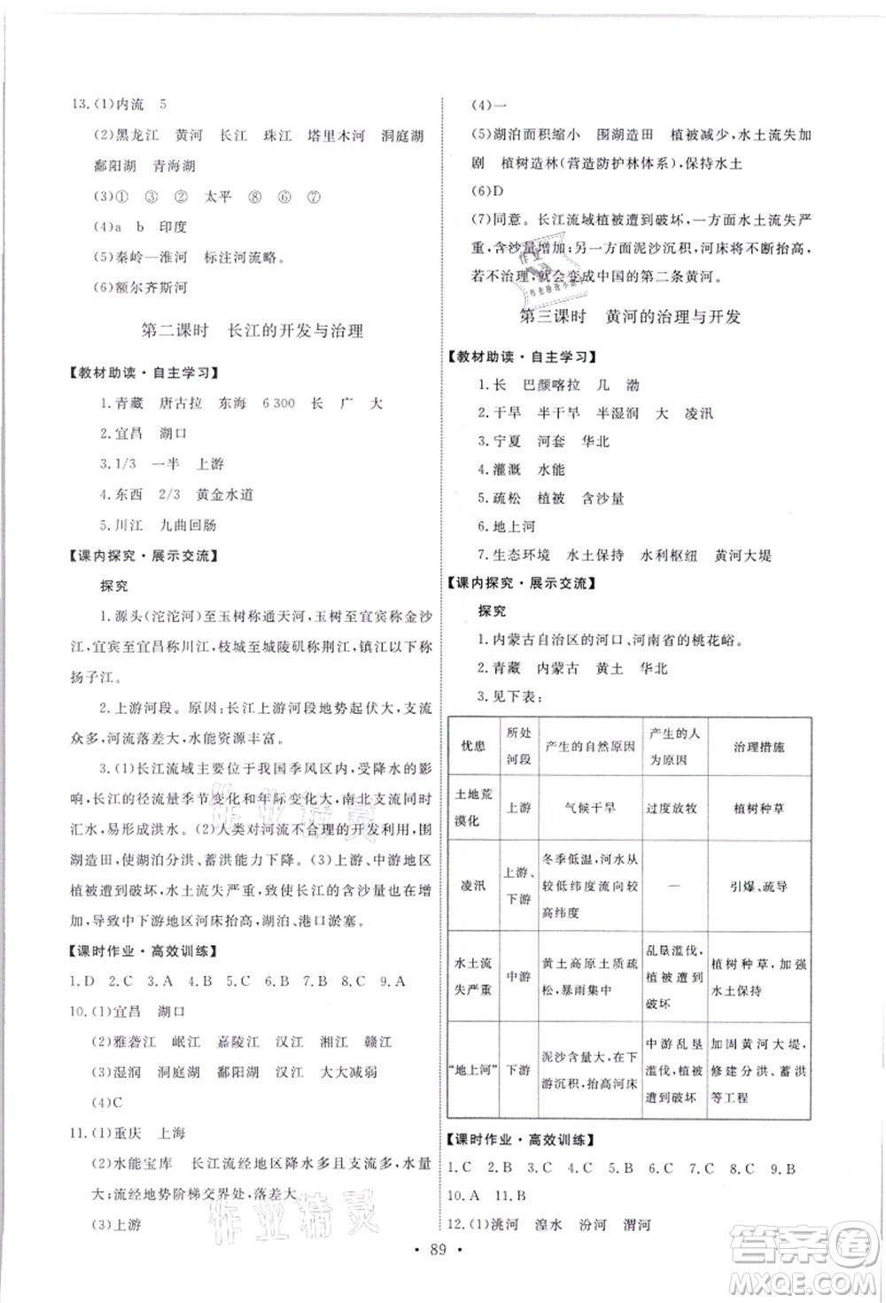 人民教育出版社2021能力培養(yǎng)與測試八年級(jí)地理上冊人教版答案