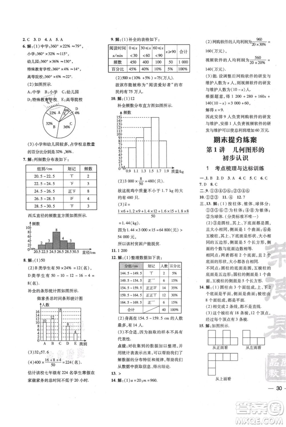 安徽教育出版社2021點撥訓練課時作業(yè)本七年級上冊數(shù)學北師大版參考答案