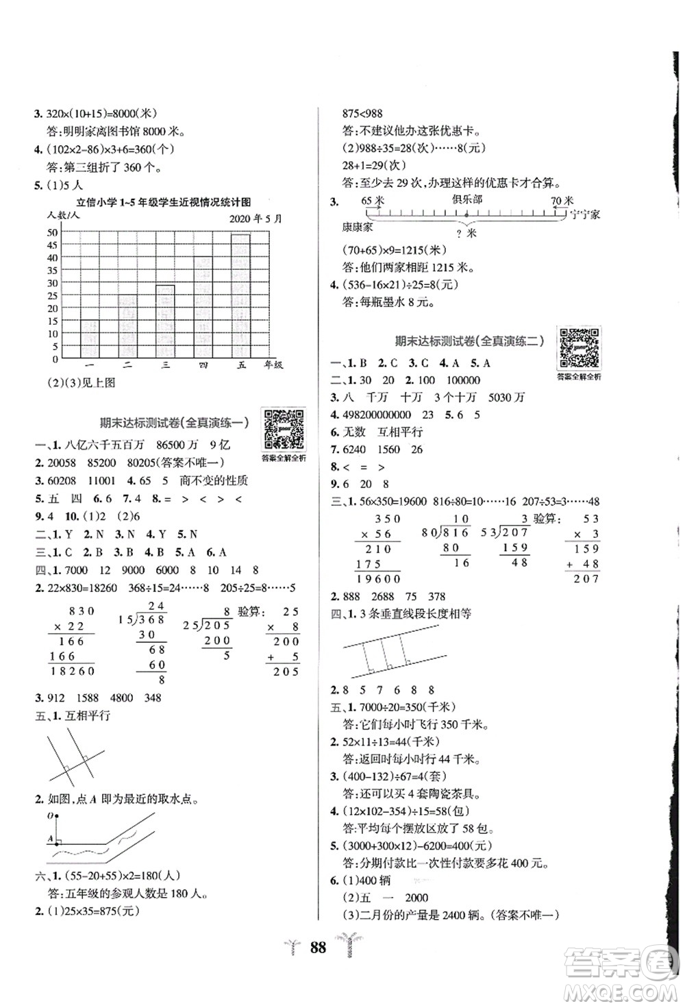 陜西師范大學(xué)出版總社有限公司2021小學(xué)學(xué)霸沖A卷四年級數(shù)學(xué)上冊QD青島版答案