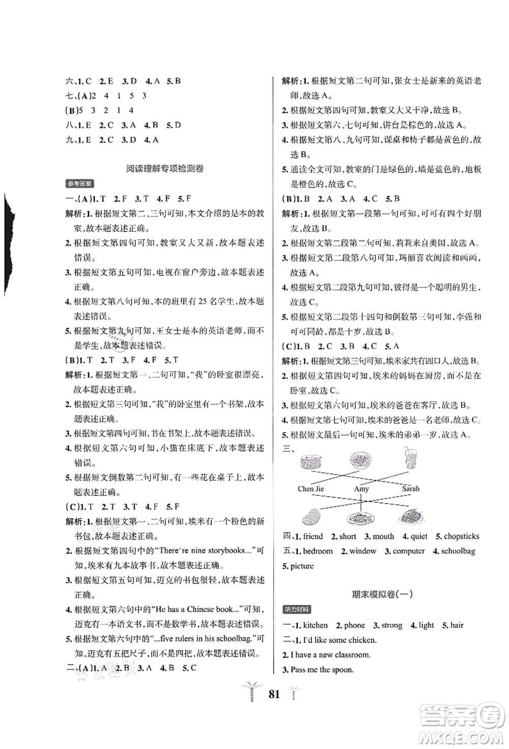 陜西師范大學(xué)出版總社有限公司2021小學(xué)學(xué)霸沖A卷四年級(jí)英語(yǔ)上冊(cè)RJ人教版答案