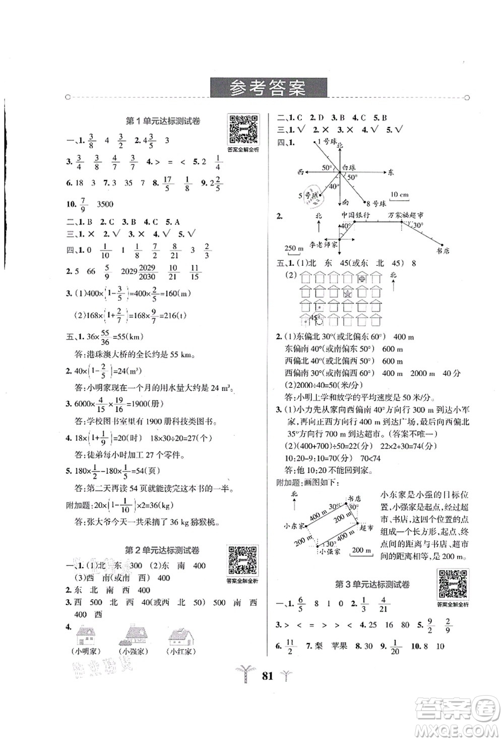 陜西師范大學(xué)出版總社有限公司2021小學(xué)學(xué)霸沖A卷六年級數(shù)學(xué)上冊RJ人教版答案