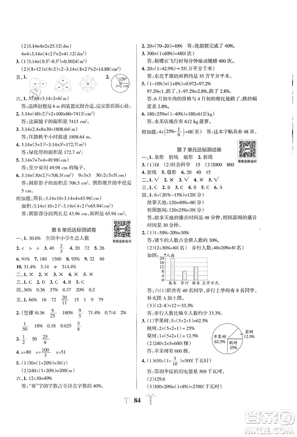 陜西師范大學(xué)出版總社有限公司2021小學(xué)學(xué)霸沖A卷六年級數(shù)學(xué)上冊RJ人教版答案