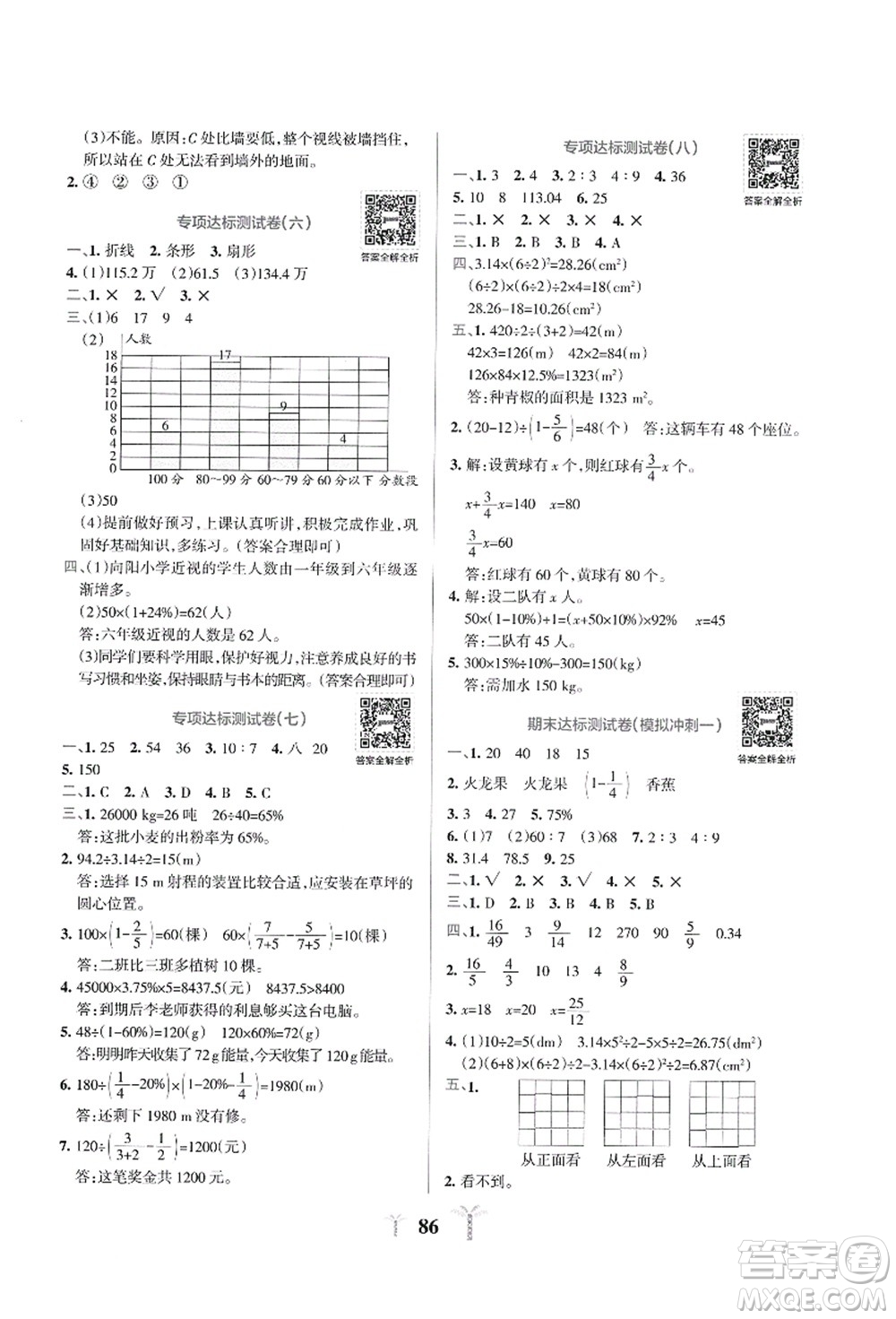 陜西師范大學(xué)出版總社有限公司2021小學(xué)學(xué)霸沖A卷六年級數(shù)學(xué)上冊BS北師版答案