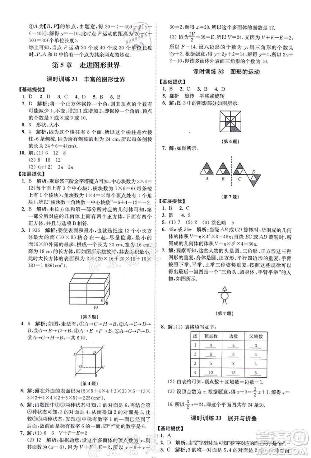 江蘇鳳凰科學(xué)技術(shù)出版社2021小題狂做提優(yōu)版七年級(jí)數(shù)學(xué)上冊(cè)蘇科版答案