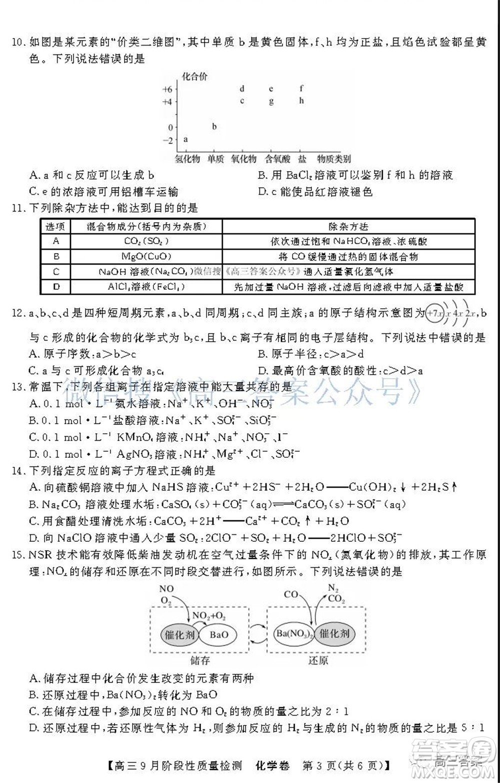 廣東省普通高中2022屆高三9月階段性質(zhì)量檢測化學(xué)試題及答案