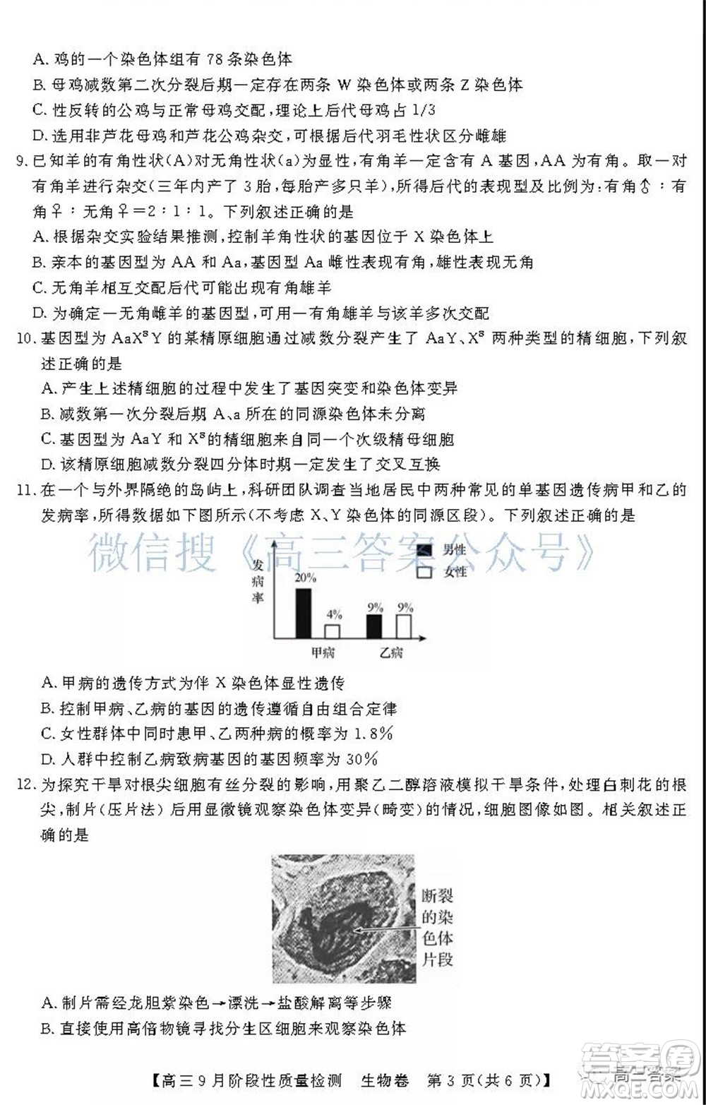 廣東省普通高中2022屆高三9月階段性質(zhì)量檢測生物試題及答案