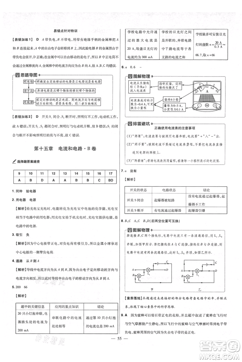 延邊教育出版社2021金考卷活頁題選初中同步單元雙測卷九年級物理人教版參考答案