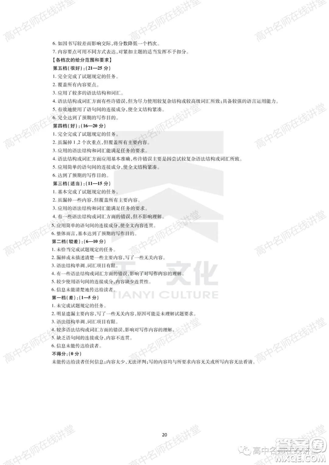 天一大聯(lián)考2021-2022學年高中畢業(yè)班階段性測試一英語試題及答案