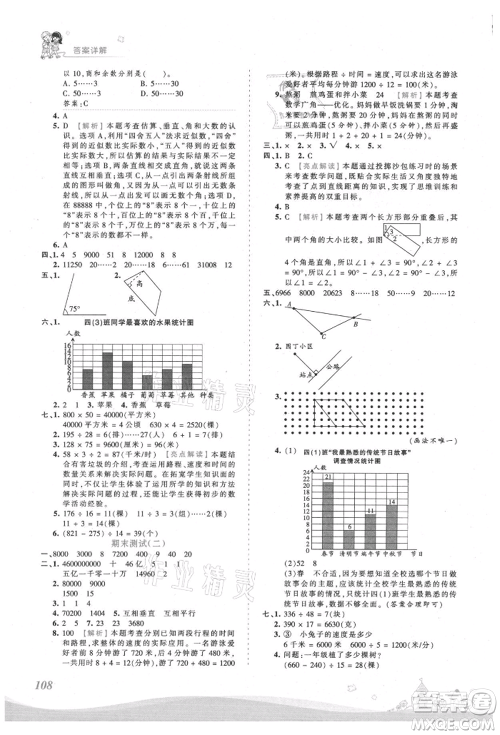 江西人民出版社2021王朝霞創(chuàng)維新課堂同步優(yōu)化訓(xùn)練四年級上冊數(shù)學(xué)人教版參考答案