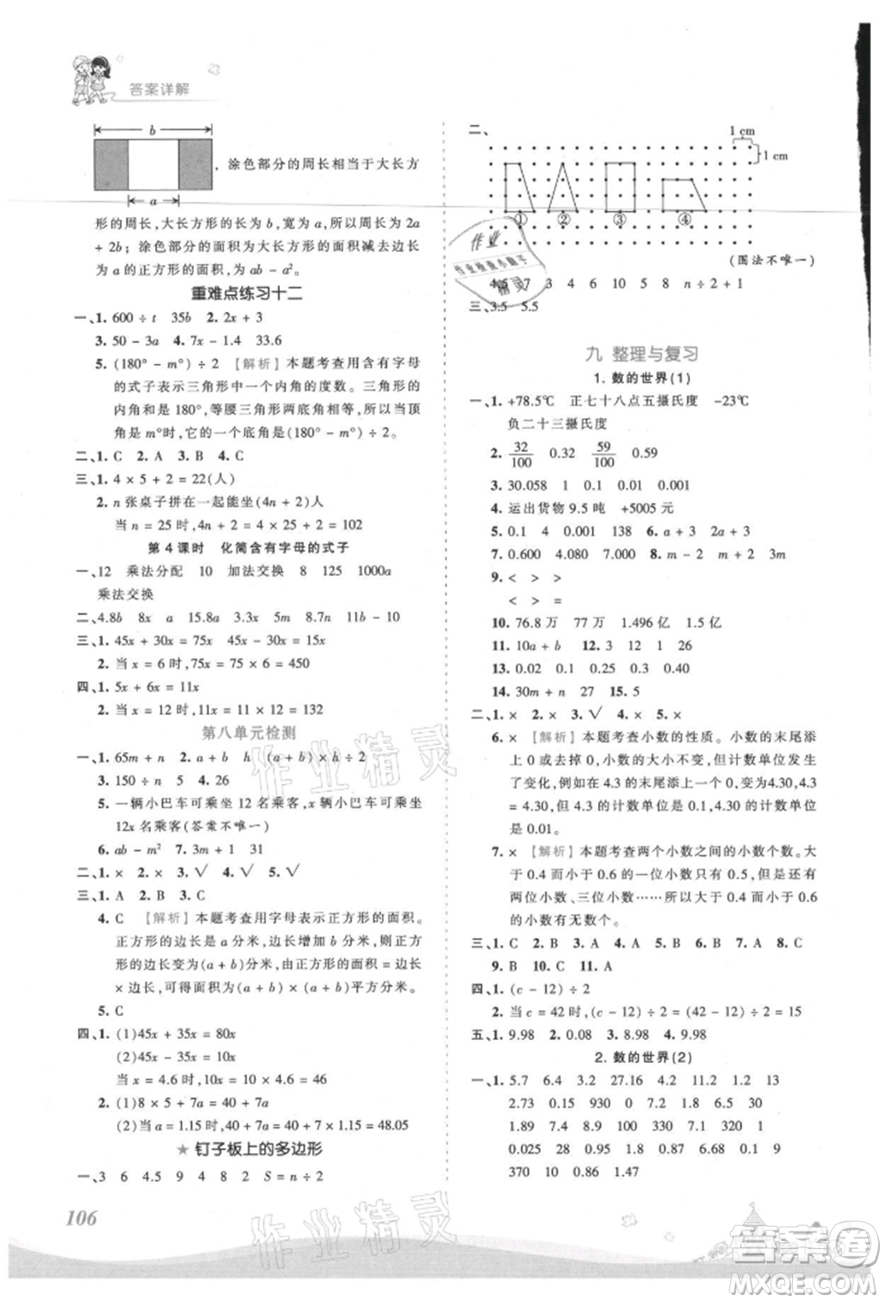 江西人民出版社2021王朝霞創(chuàng)維新課堂同步優(yōu)化訓練五年級上冊數(shù)學蘇教版參考答案