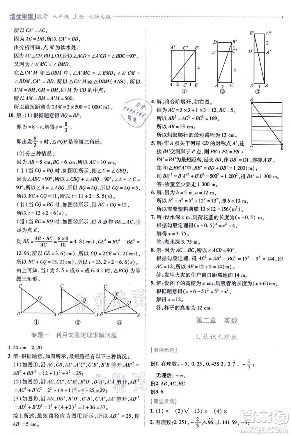 陜西師范大學出版總社有限公司2021績優(yōu)學案八年級數(shù)學上冊北師大版答案