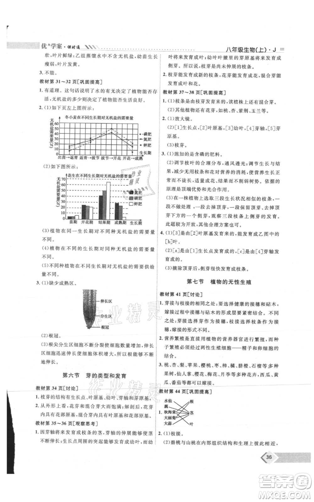 吉林教育出版社2021優(yōu)+學(xué)案課時(shí)通八年級(jí)上冊(cè)生物濟(jì)南版J版參考答案