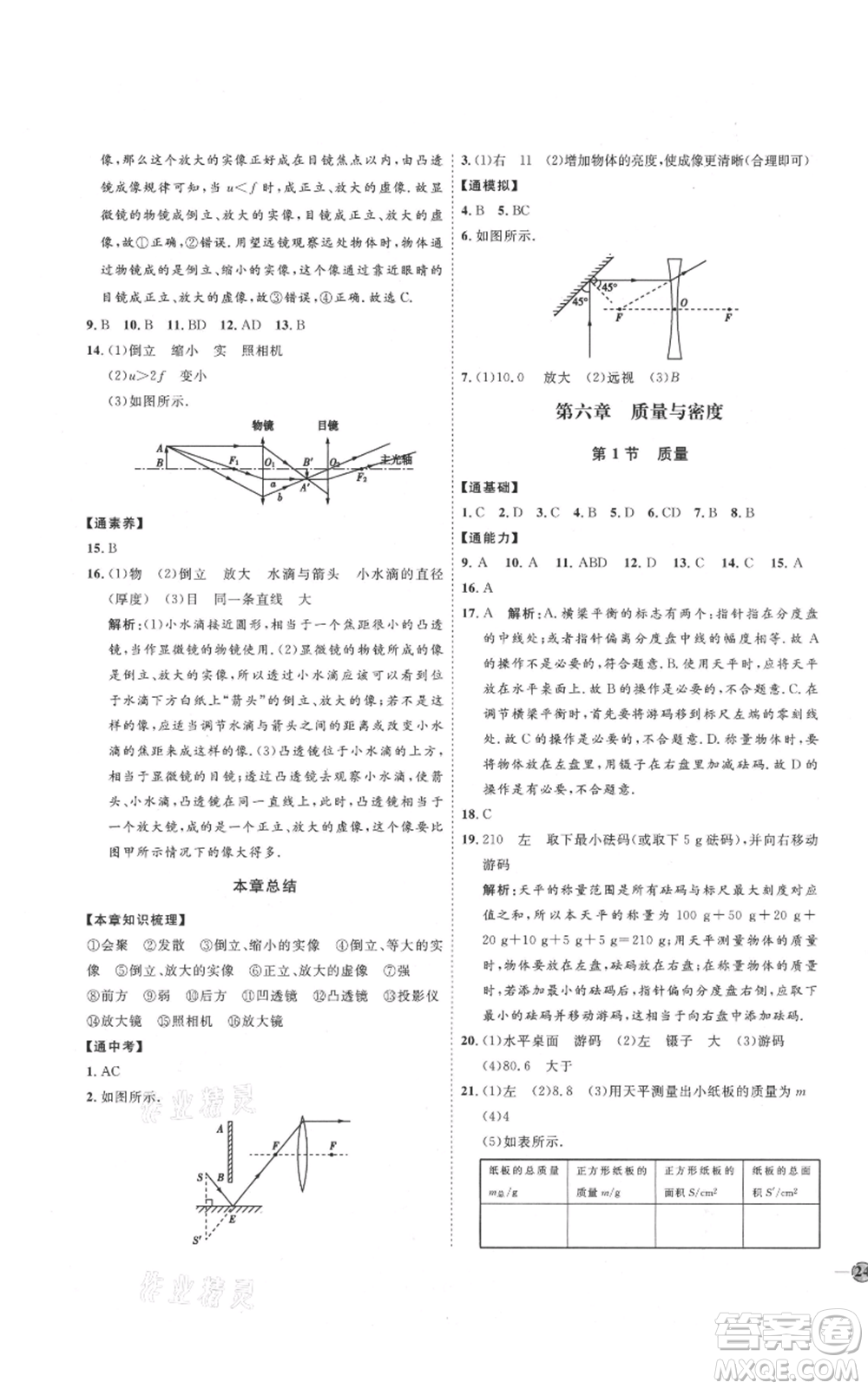 延邊教育出版社2021優(yōu)+學(xué)案課時(shí)通八年級(jí)上冊(cè)物理人教版濰坊專版參考答案