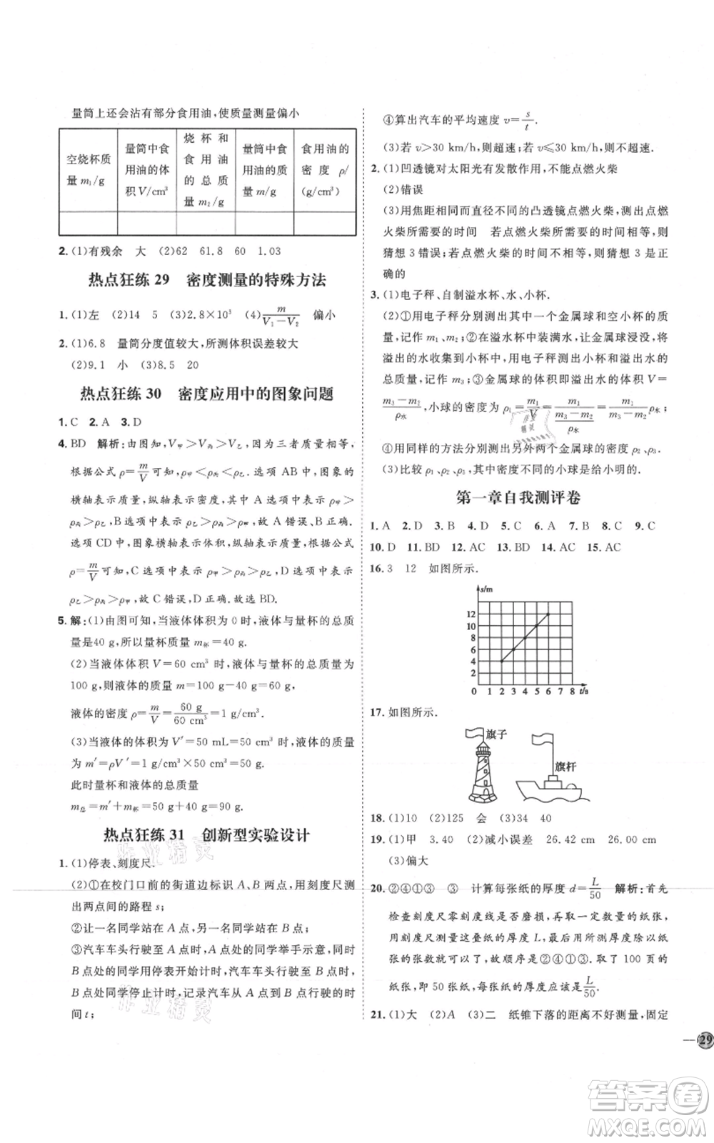 延邊教育出版社2021優(yōu)+學(xué)案課時(shí)通八年級(jí)上冊(cè)物理人教版濰坊專版參考答案