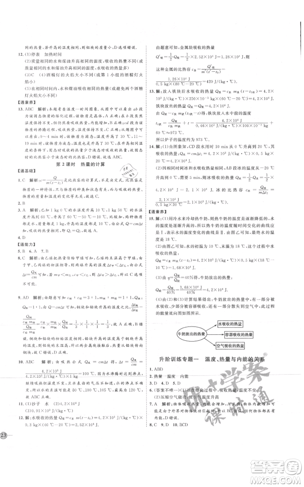 延邊教育出版社2021優(yōu)+學(xué)案課時通九年級物理人教版濰坊專版參考答案