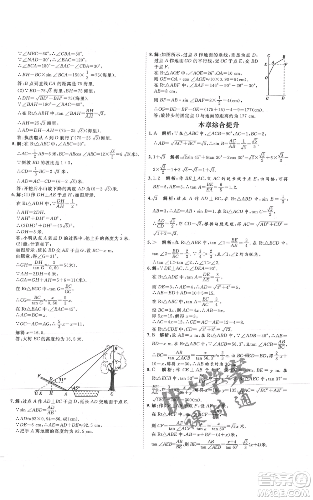 延邊教育出版社2021優(yōu)+學(xué)案課時通九年級上冊數(shù)學(xué)青島版濰坊專版參考答案