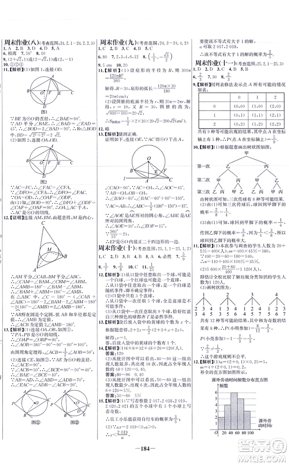 未來出版社2021世紀(jì)金榜百練百勝九年級數(shù)學(xué)上冊人教版答案