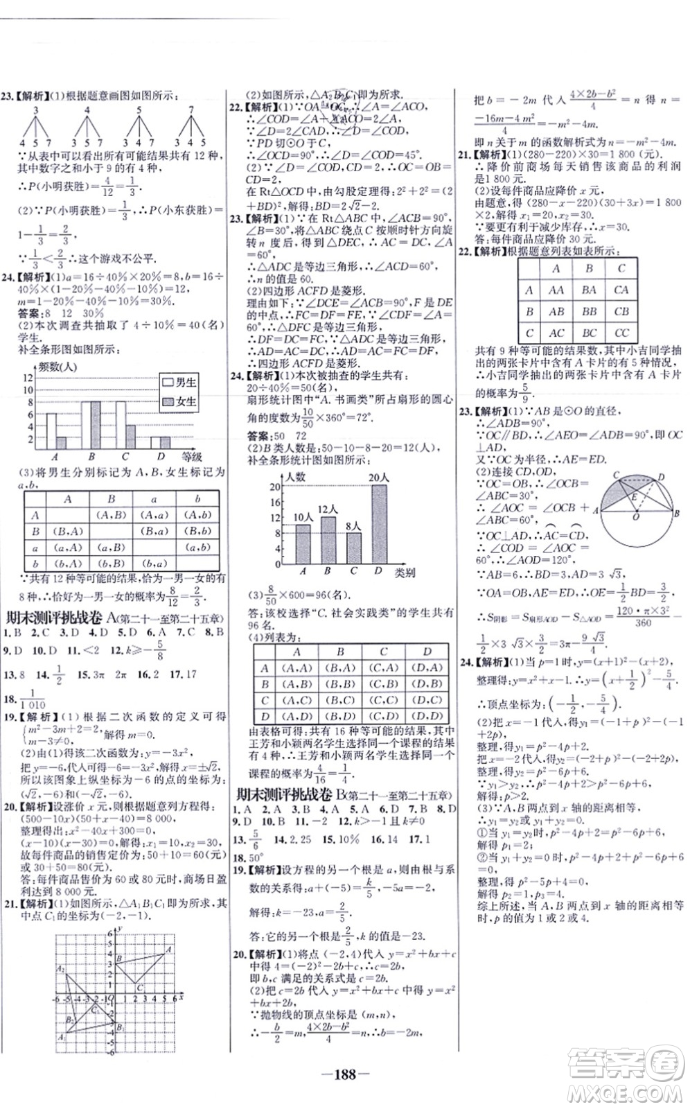 未來出版社2021世紀(jì)金榜百練百勝九年級數(shù)學(xué)上冊人教版答案