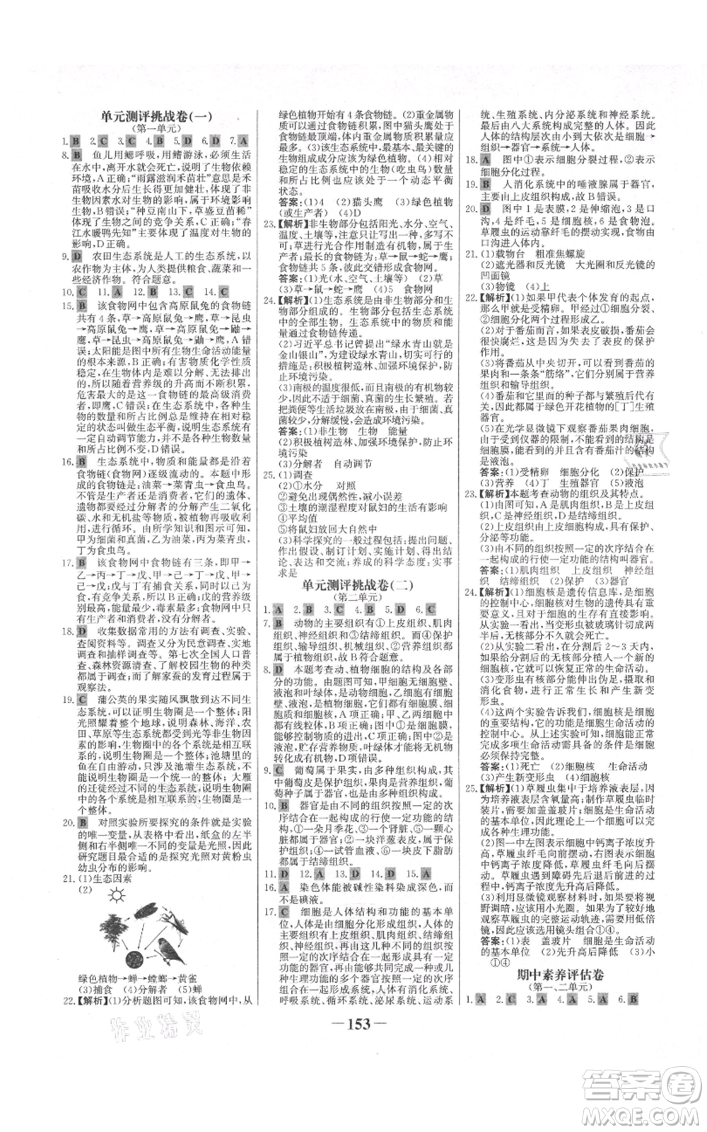 未來(lái)出版社2021世紀(jì)金榜金榜學(xué)案七年級(jí)上冊(cè)生物人教版河南專(zhuān)版參考答案