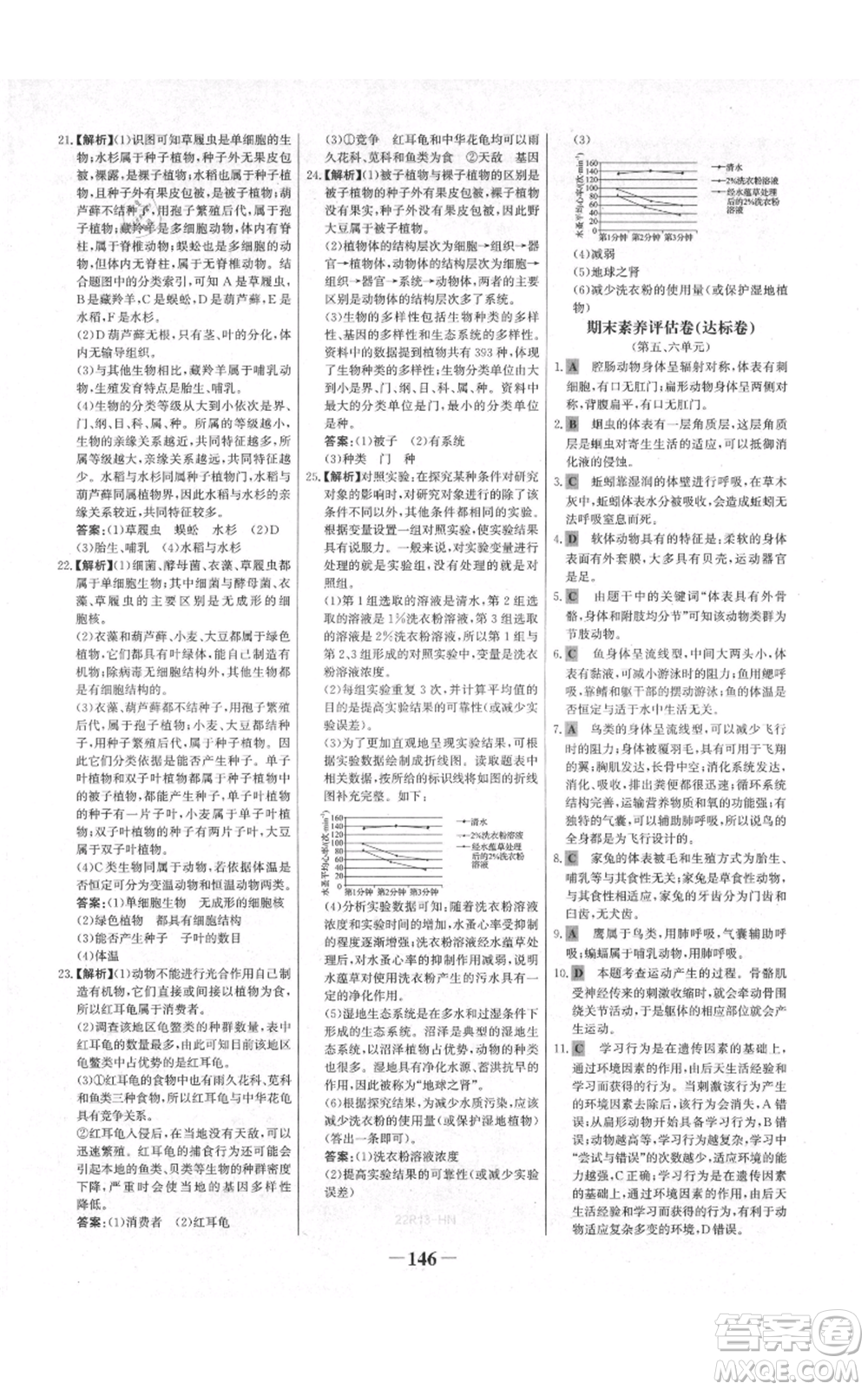 未來出版社2021世紀金榜金榜學案八年級上冊生物人教版河南專版參考答案