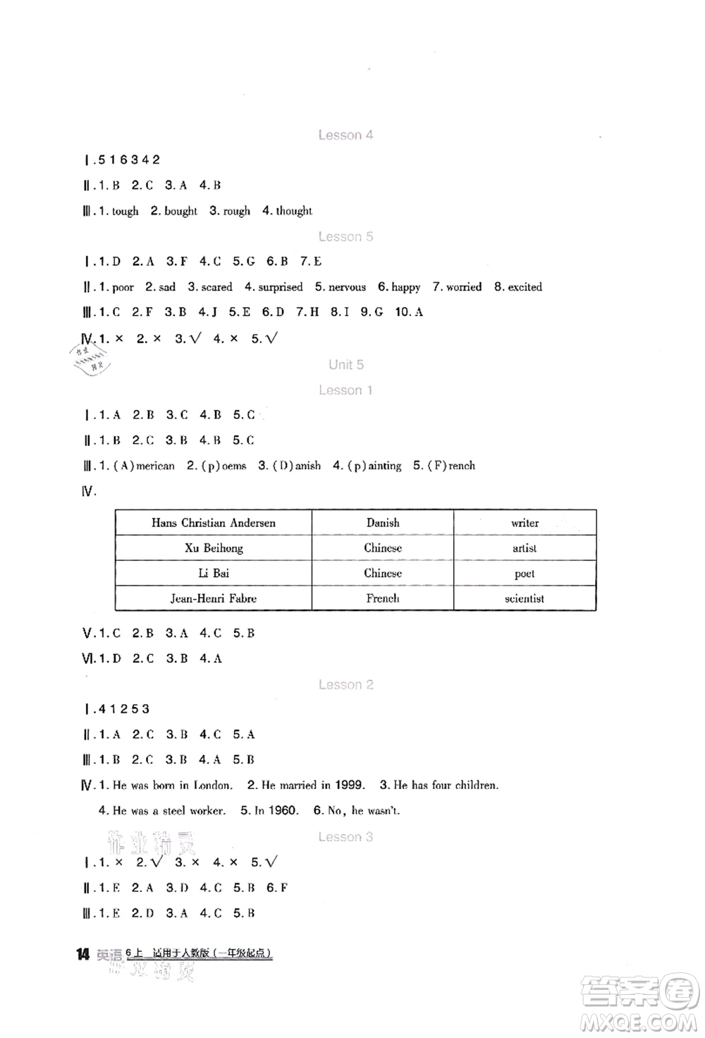 四川教育出版社2021新課標小學(xué)生學(xué)習(xí)實踐園地六年級英語上冊人教版一年級起點答案