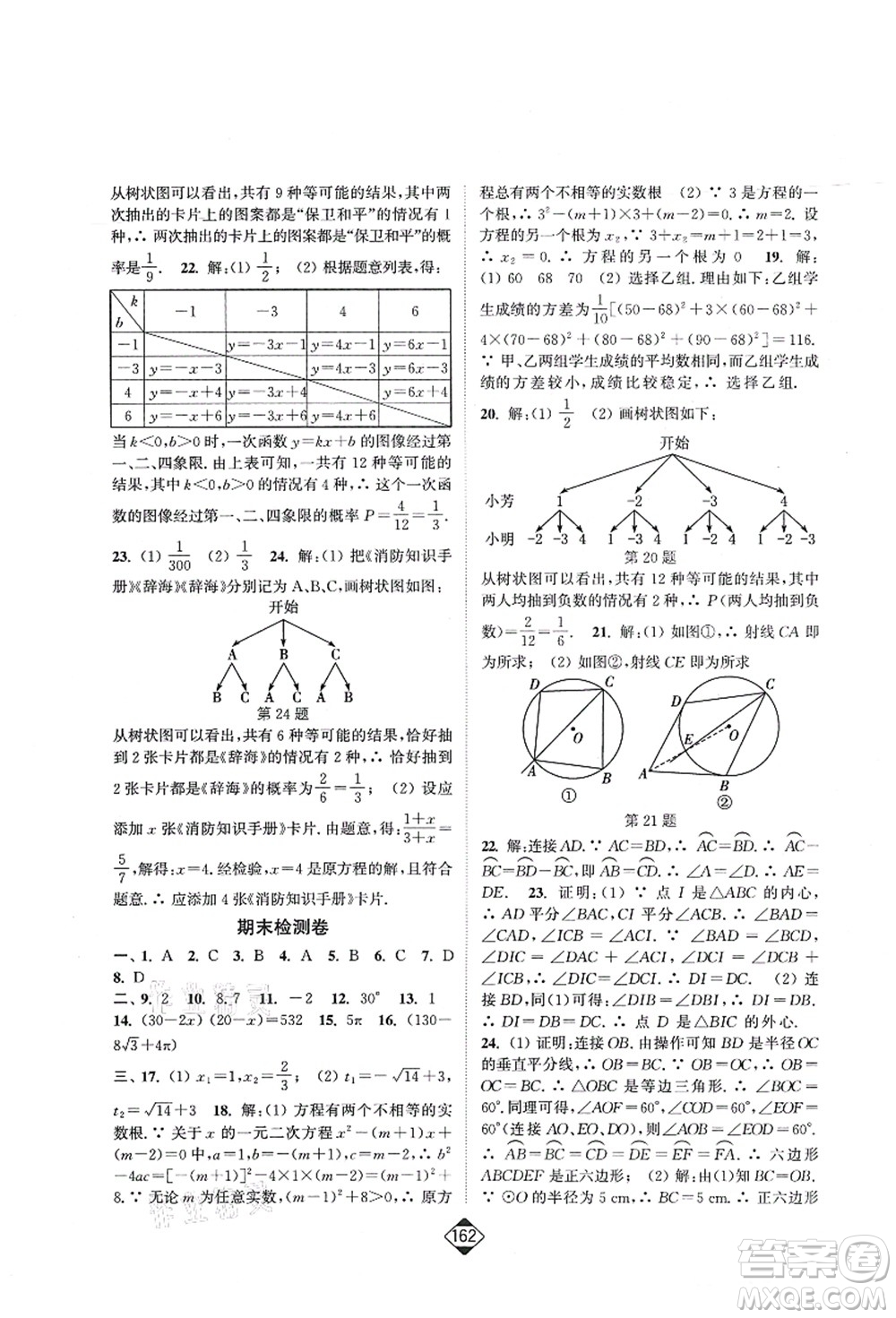 延邊大學出版社2021輕松作業(yè)本九年級數(shù)學上冊新課標江蘇版答案