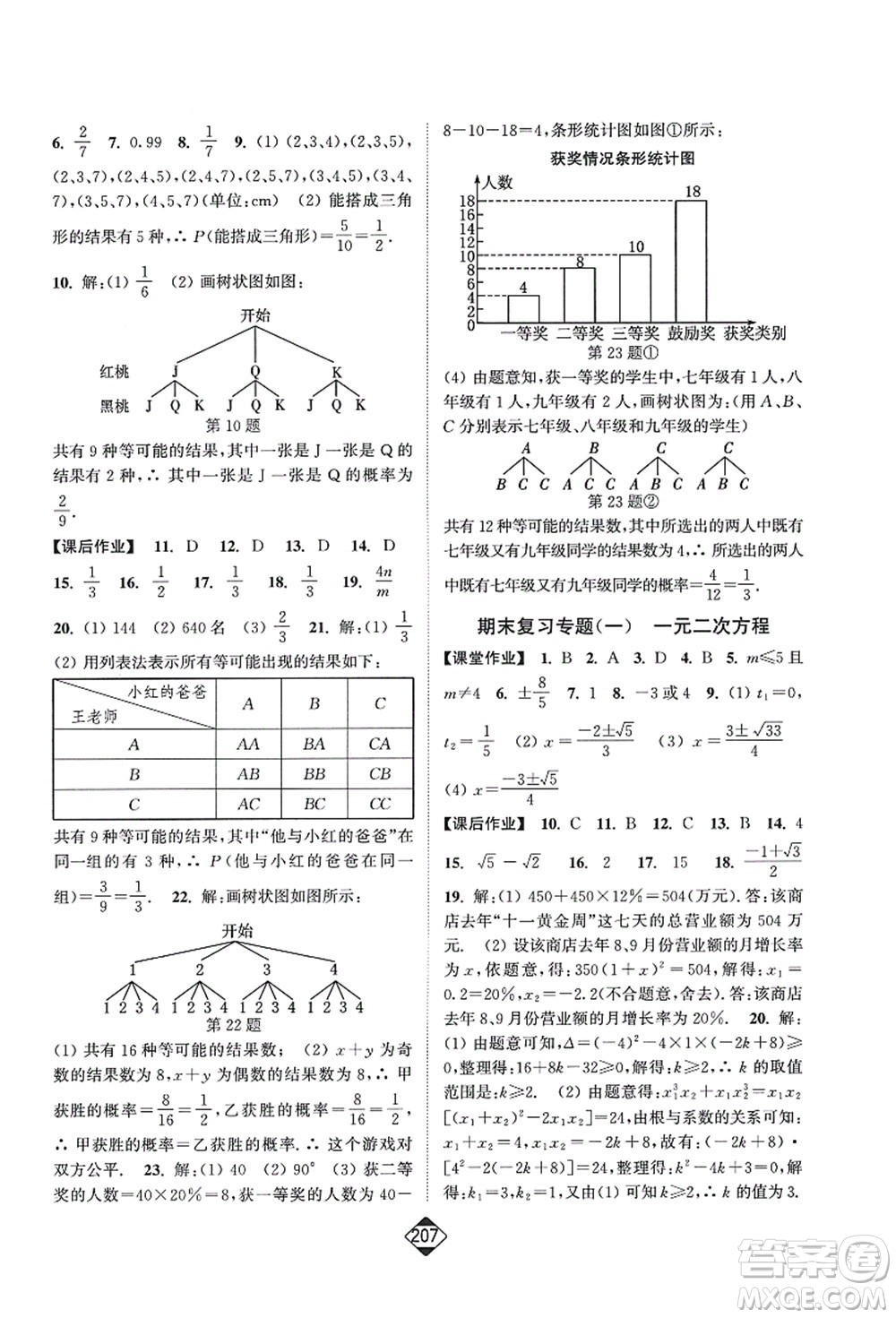 延邊大學出版社2021輕松作業(yè)本九年級數(shù)學上冊新課標人教版答案