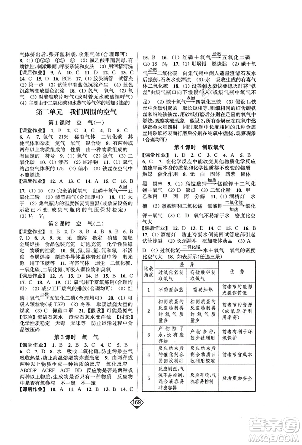 延邊大學出版社2021輕松作業(yè)本九年級化學上冊新課標人教版答案