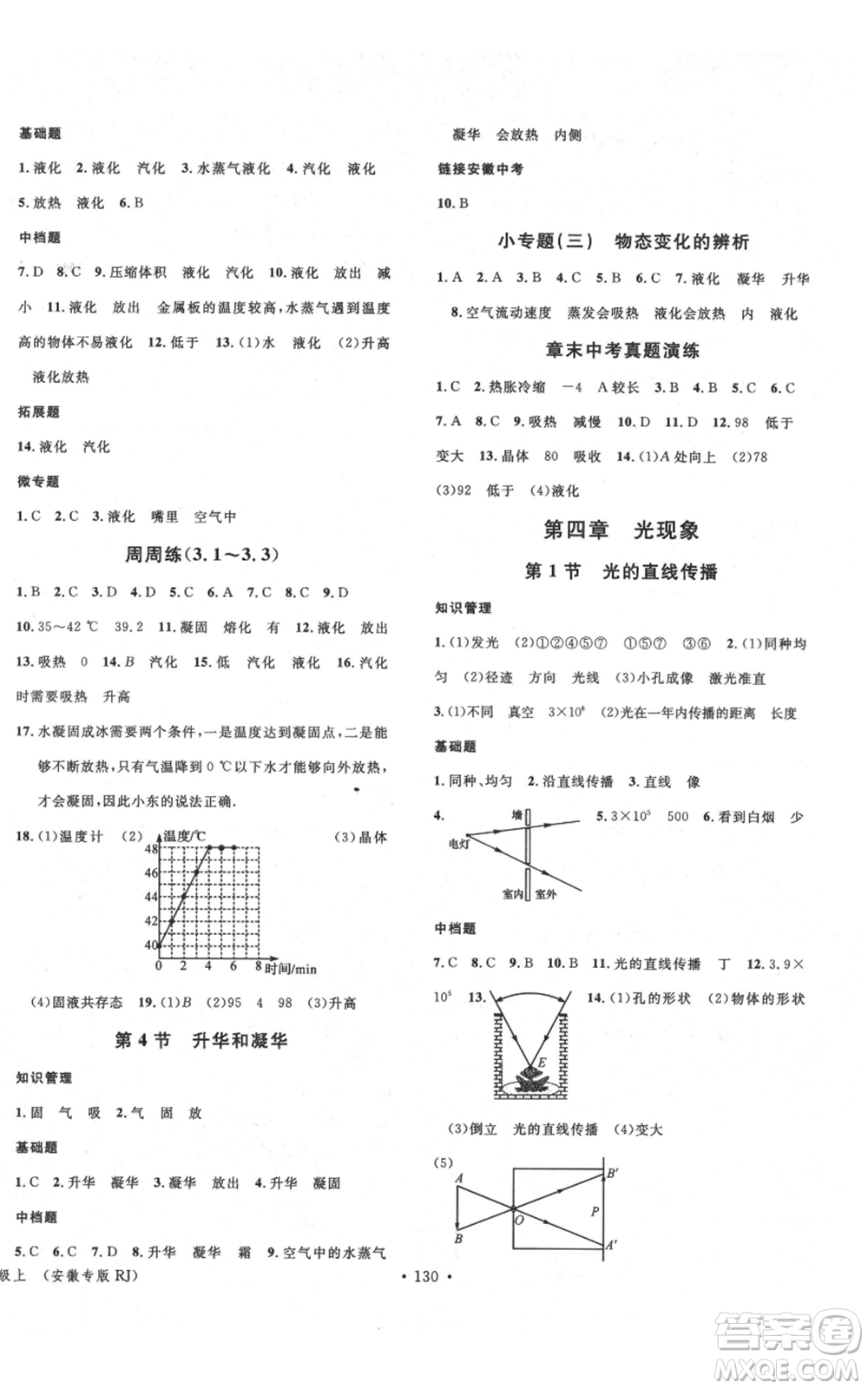 安徽師范大學(xué)出版社2021名校課堂八年級(jí)上冊(cè)物理人教版安徽專版參考答案