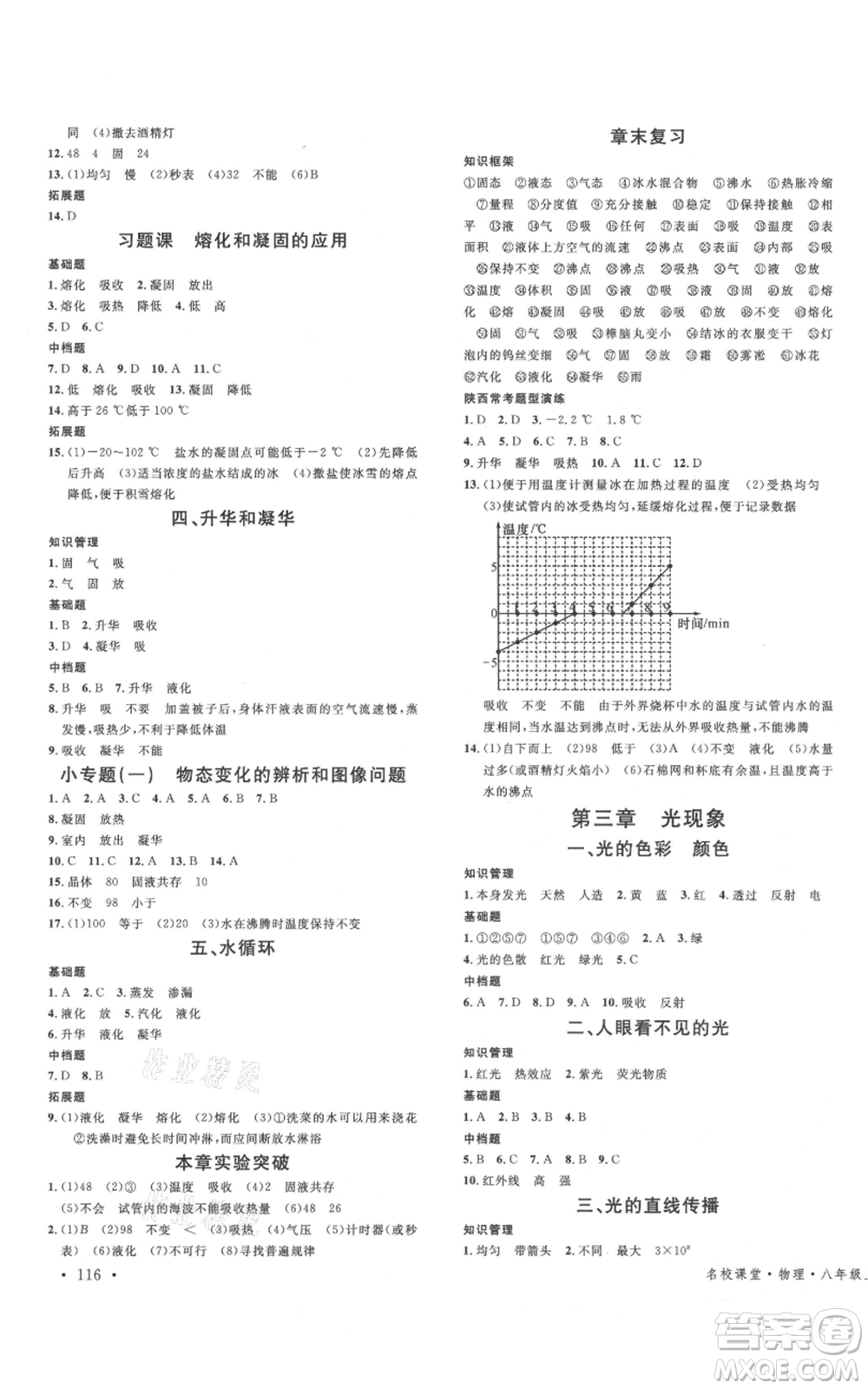 安徽師范大學(xué)出版社2021名校課堂八年級上冊物理蘇科版陜西專版參考答案