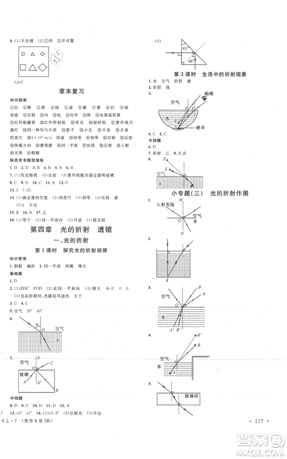 安徽師范大學(xué)出版社2021名校課堂八年級上冊物理蘇科版陜西專版參考答案