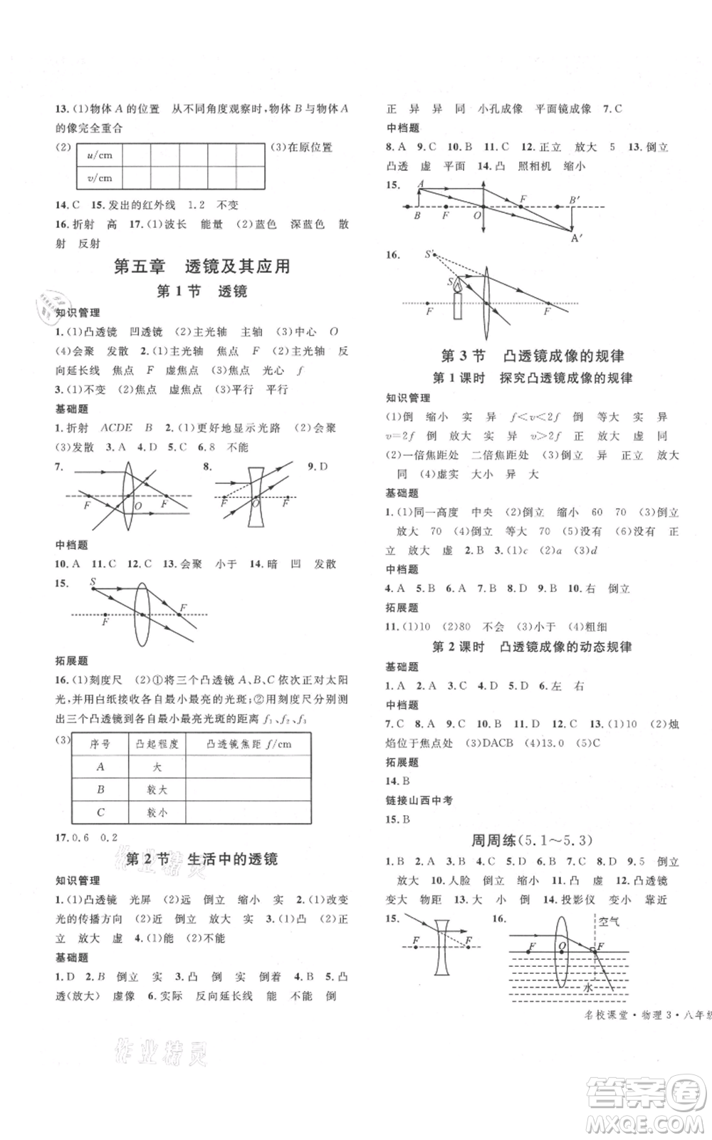 廣東經(jīng)濟(jì)出版社2021名校課堂八年級上冊物理人教版山西專版參考答案