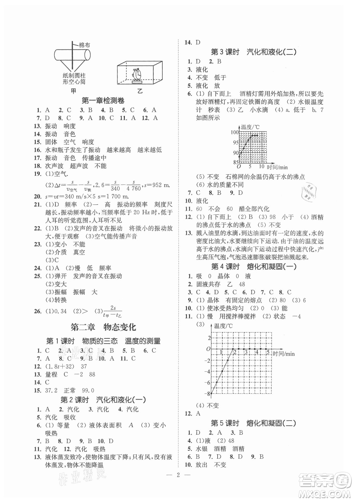 江蘇鳳凰美術(shù)出版社2021南通小題課時(shí)提優(yōu)作業(yè)本八年級(jí)物理上冊(cè)江蘇版答案