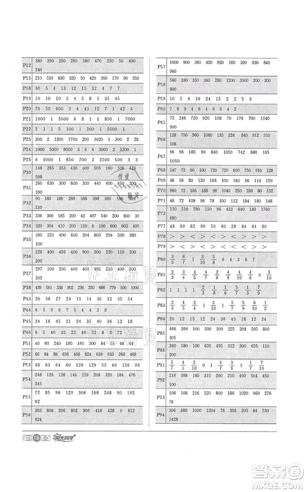 江西教育出版社2021陽(yáng)光同學(xué)課時(shí)優(yōu)化作業(yè)三年級(jí)數(shù)學(xué)上冊(cè)RJ人教版答案