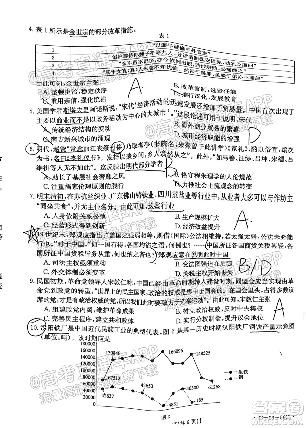 2022屆山東金太陽10月聯(lián)考高三第一次備考監(jiān)測聯(lián)合考試歷史試題及答案