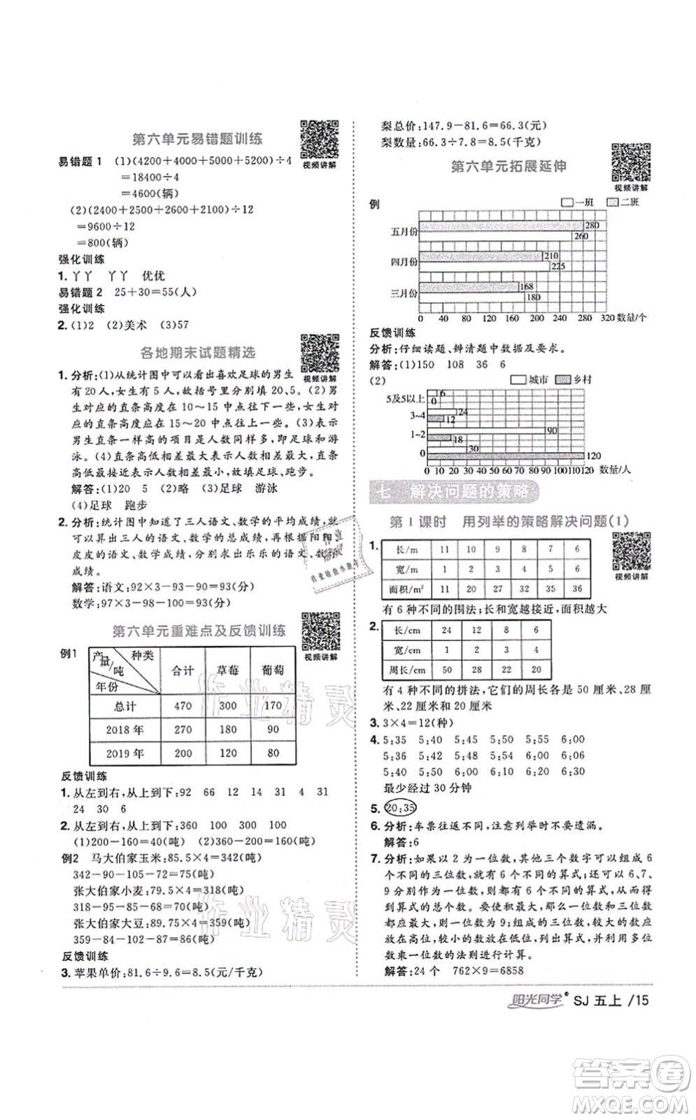 江西教育出版社2021陽光同學(xué)課時優(yōu)化作業(yè)五年級數(shù)學(xué)上冊SJ蘇教版寧德專版答案