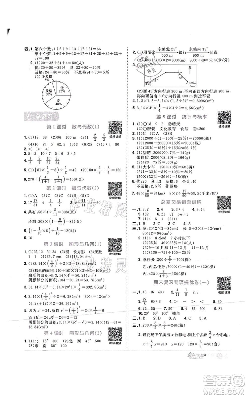 江西教育出版社2021陽(yáng)光同學(xué)課時(shí)優(yōu)化作業(yè)六年級(jí)數(shù)學(xué)上冊(cè)RJ人教版菏澤專版答案